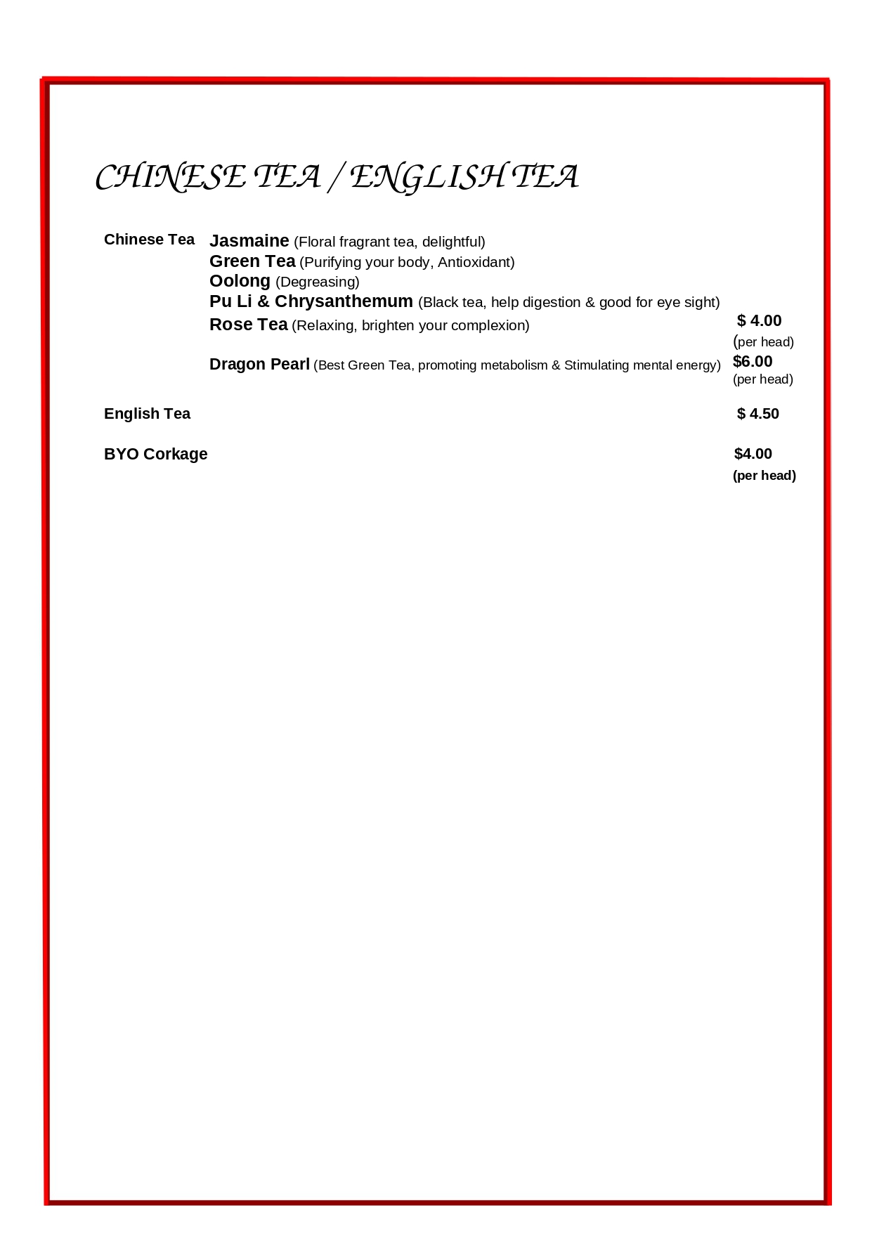 Menu - Leon Chinese Restaurant - Lutwyche, Brisbane